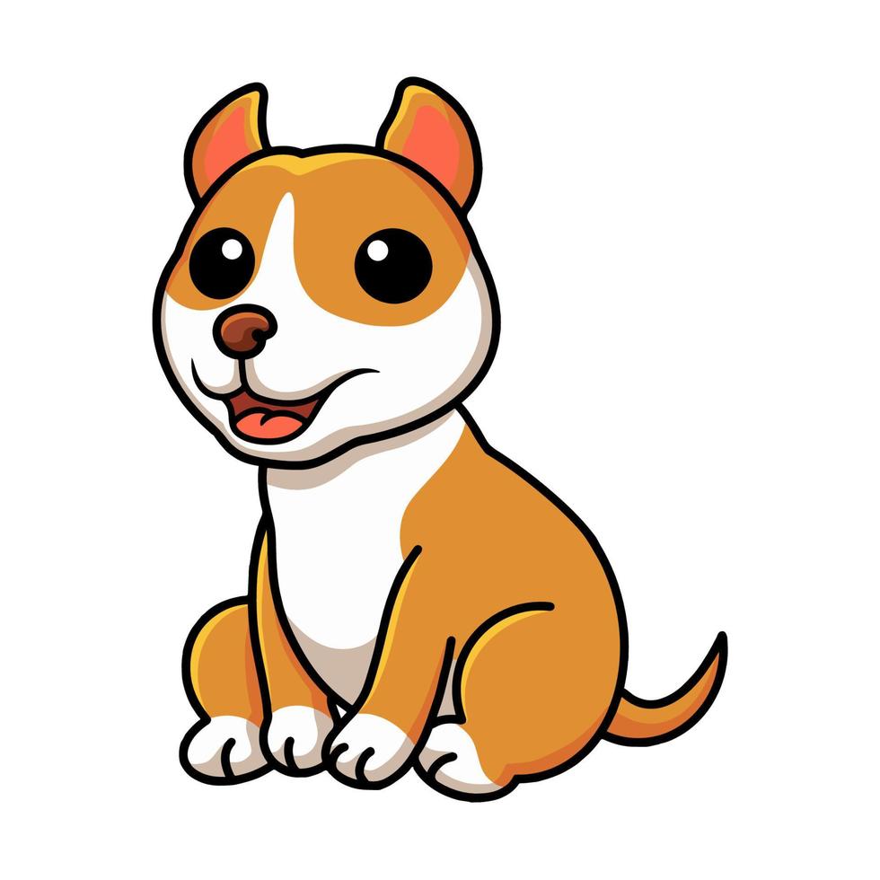 schattig weinig pitbull tekenfilm zittend vector