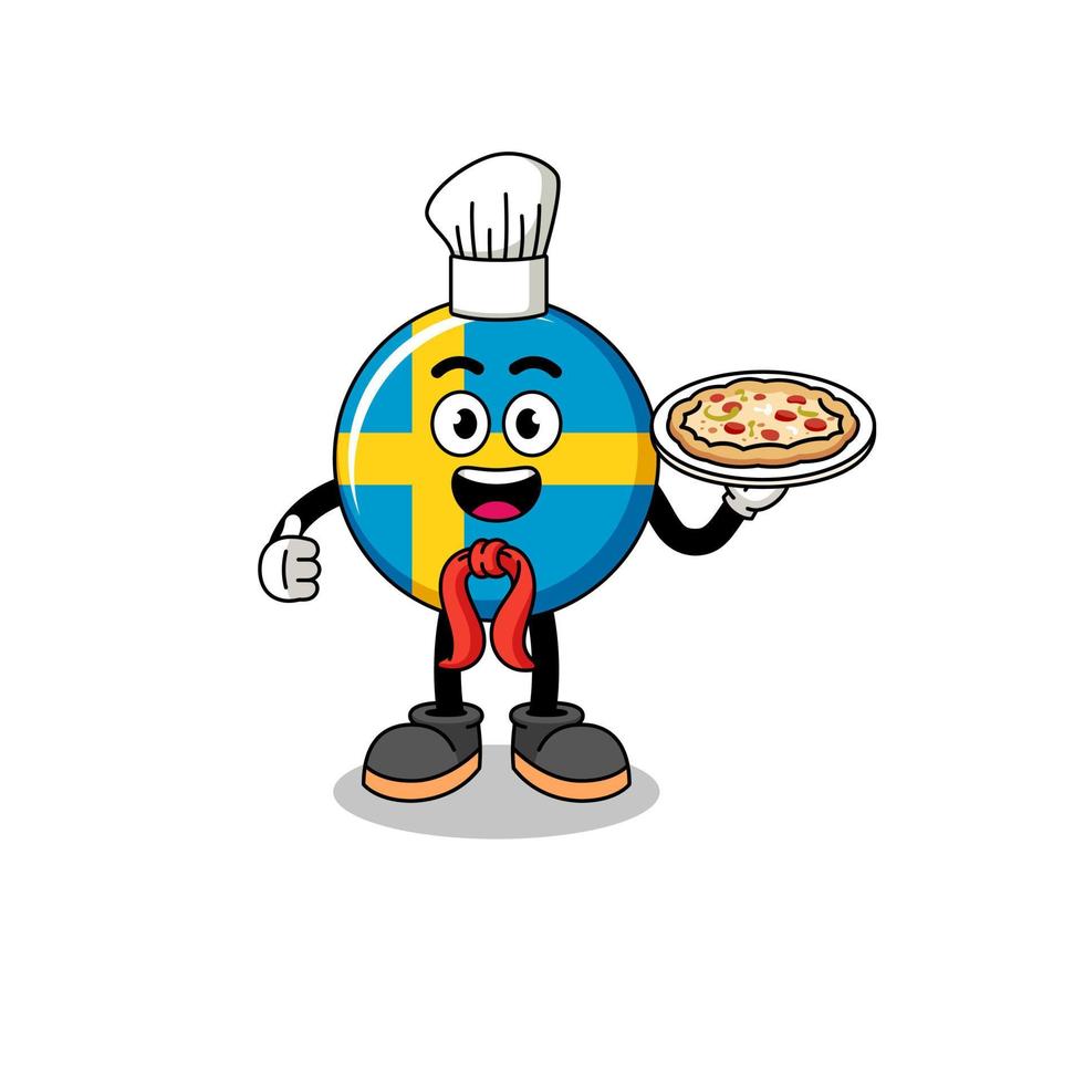 illustratie van Zweden vlag net zo een Italiaans chef vector