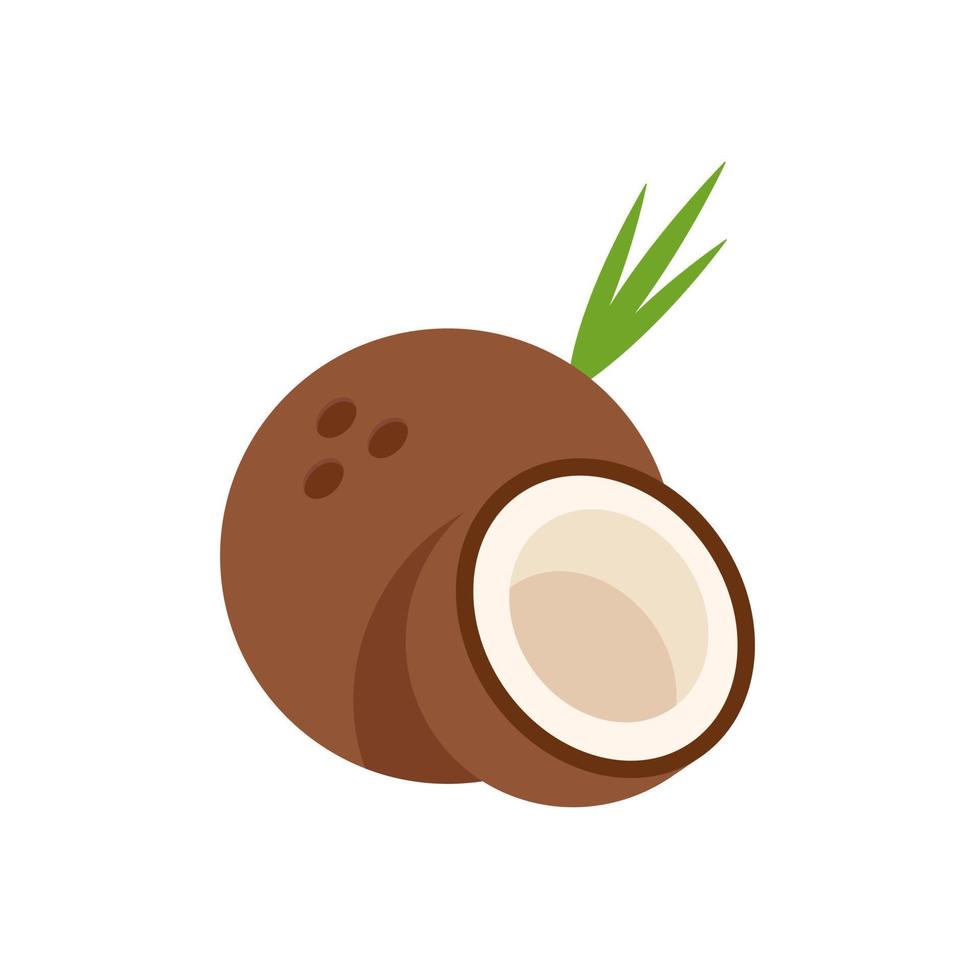 kokosnoot, plat ontwerp icoon vector illustratie