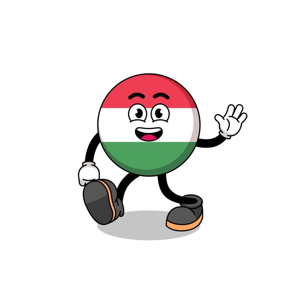 Hongarije vlag tekenfilm wandelen vector