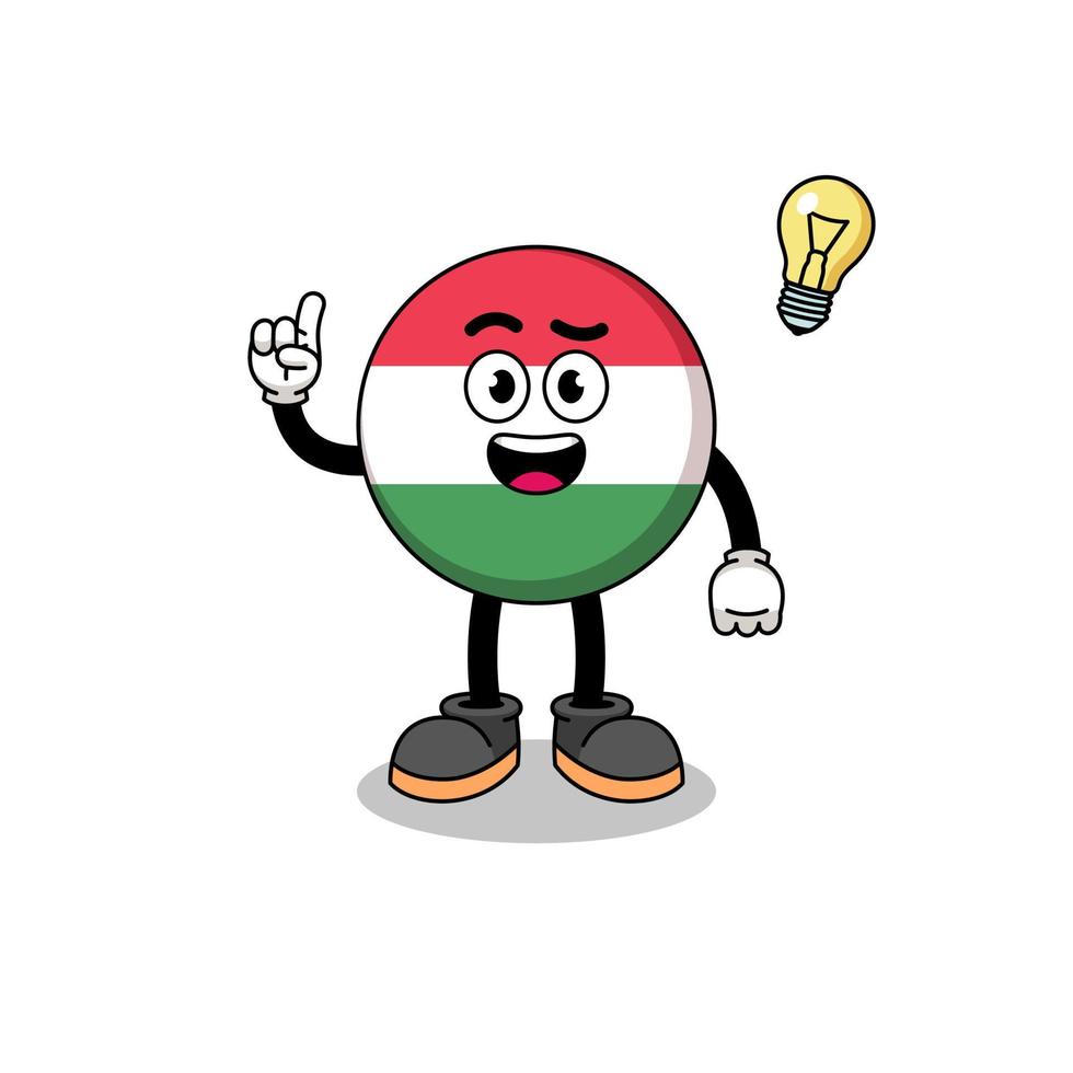 Hongarije vlag tekenfilm met krijgen een idee houding vector