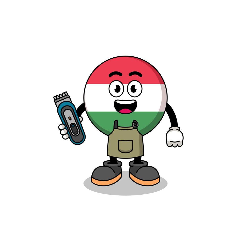 tekenfilm illustratie van Hongarije vlag net zo een kapper Mens vector
