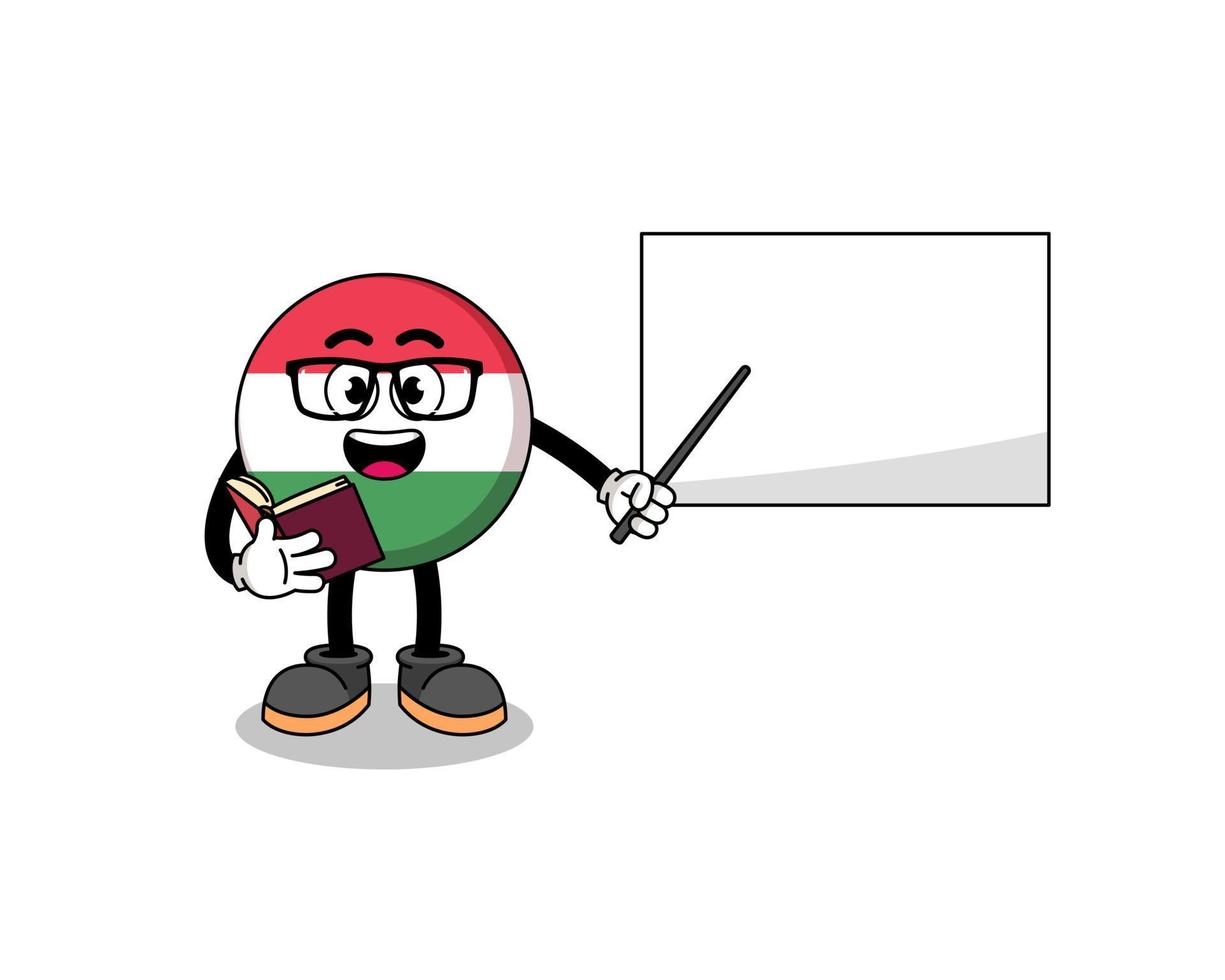 mascotte tekenfilm van Hongarije vlag leraar vector