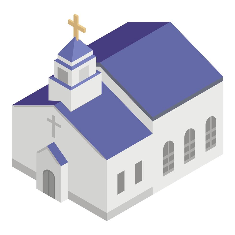 klooster kerk icoon, isometrische stijl vector