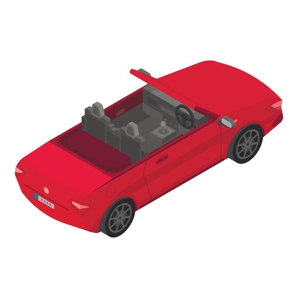 rood cabriolet icoon, isometrische stijl vector