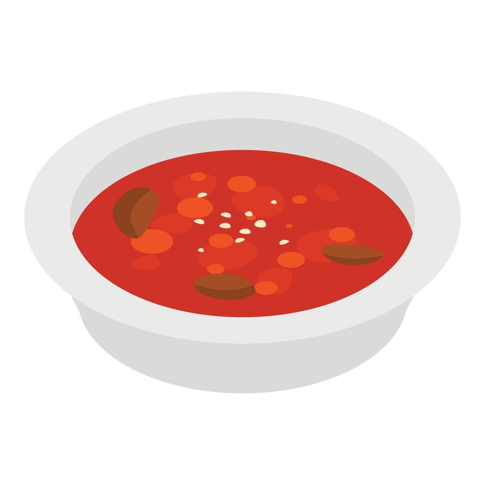 knoflook soep icoon, isometrische stijl vector