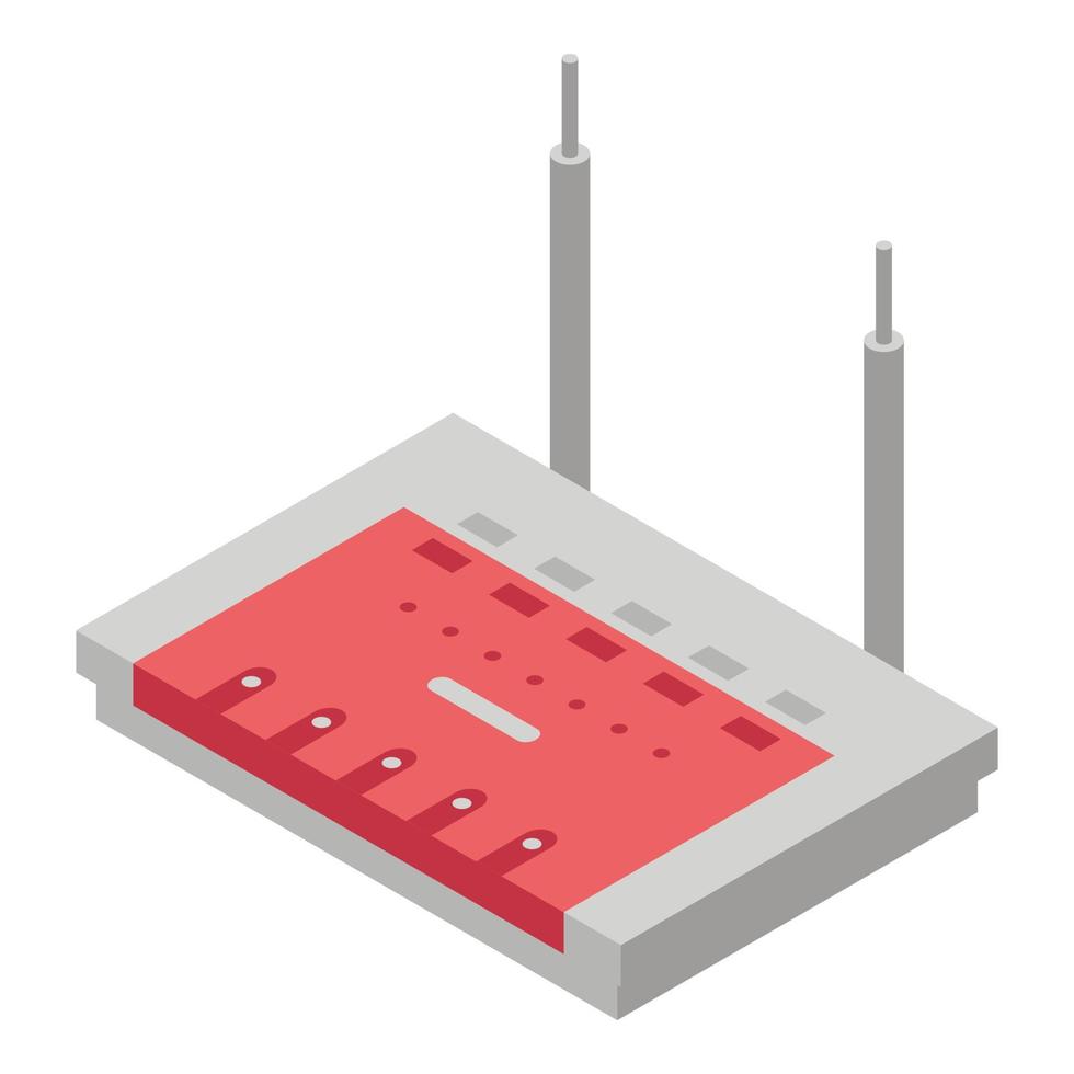 rood router icoon, isometrische stijl vector