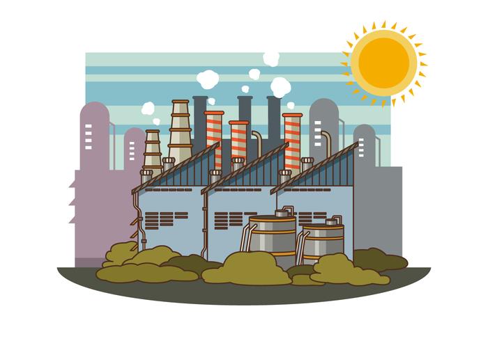 Gratis Industriële Fabriek Met Rookstok Illustratie vector