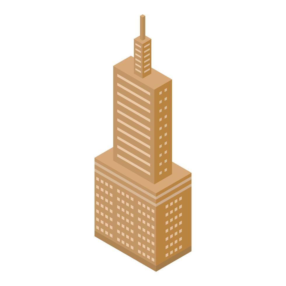 bruin hoog toren icoon, isometrische stijl vector