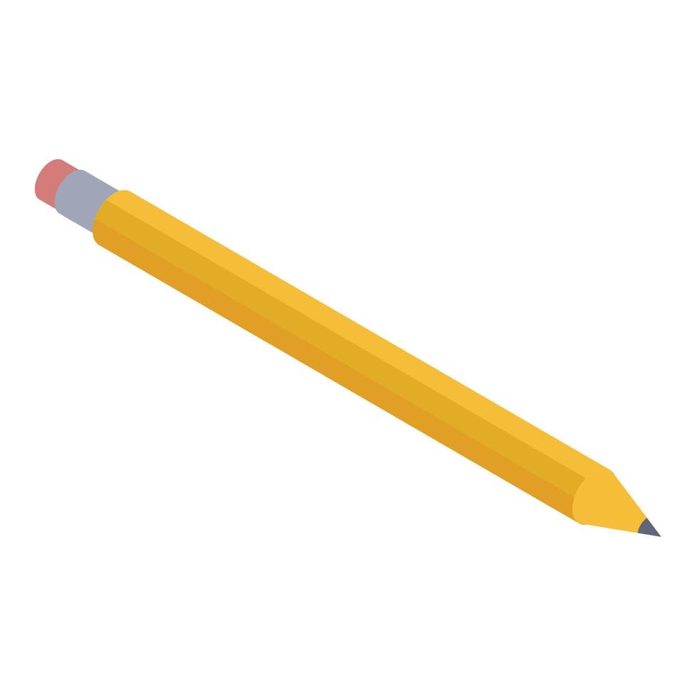 geel potlood icoon, isometrische stijl vector