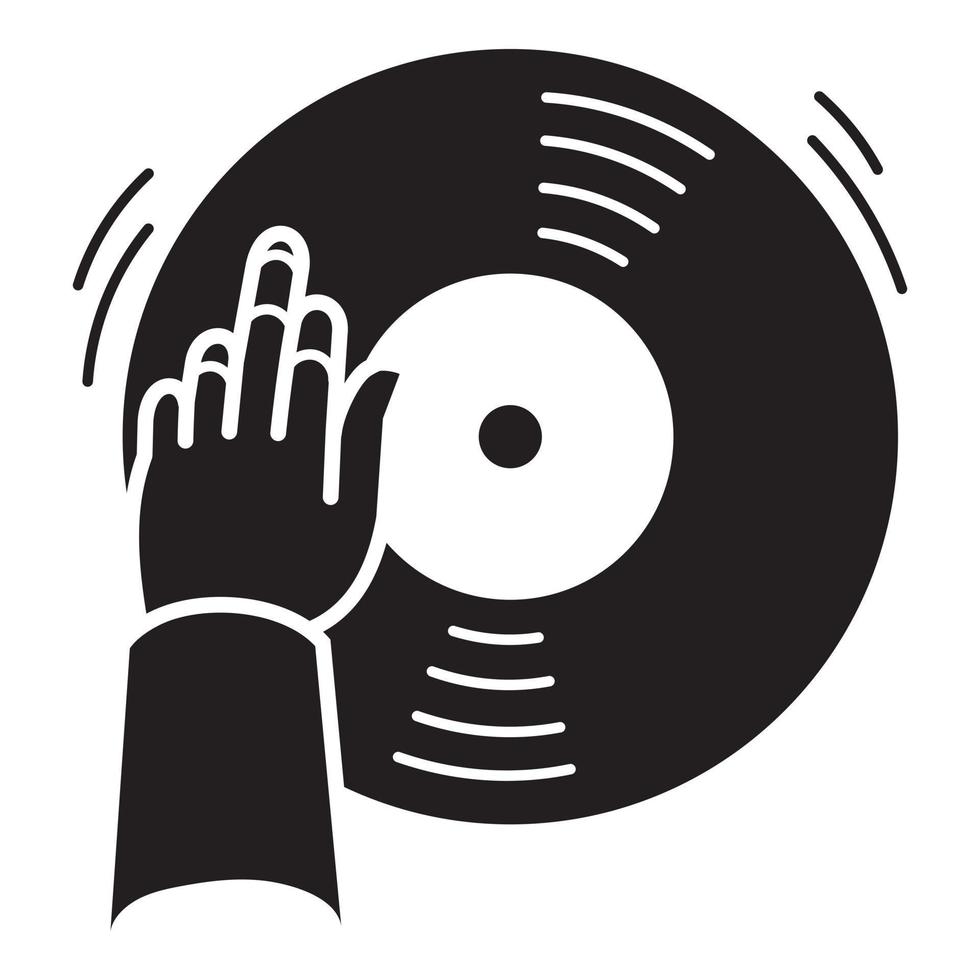 dj hand- vinyl schijf icoon, gemakkelijk stijl vector