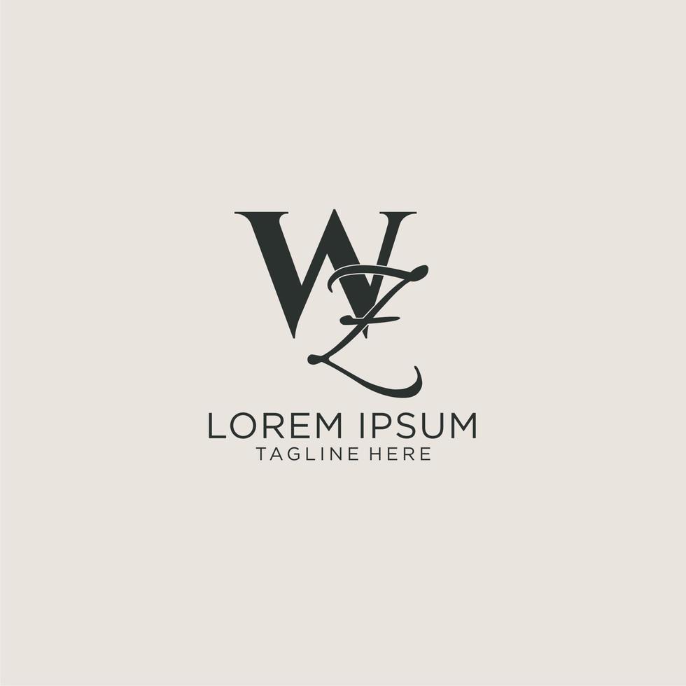 initialen wz brief monogram met elegant luxe stijl. zakelijke identiteit en persoonlijk logo vector