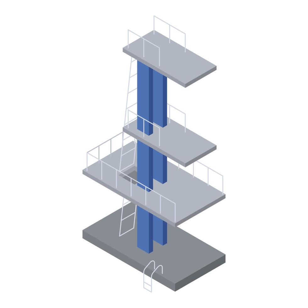zwembad duiken toren icoon, isometrische stijl vector