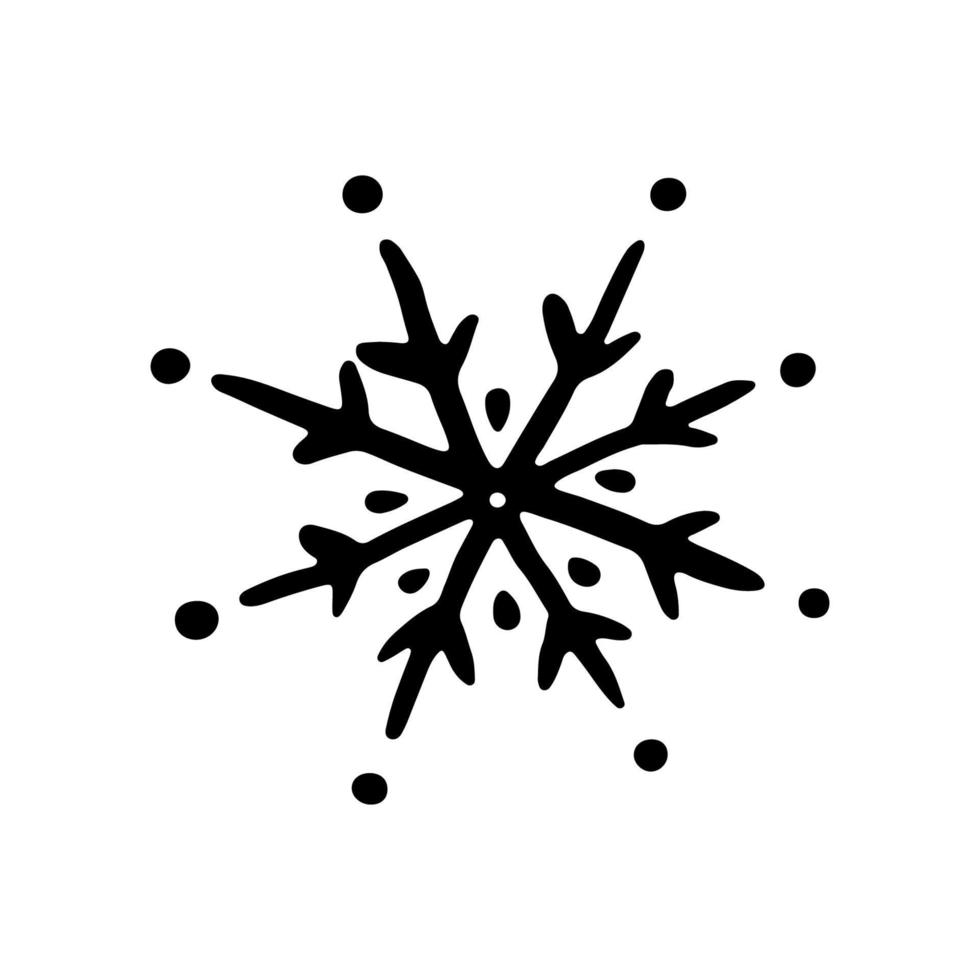 winter Kerstmis sneeuwvlok. sneeuwvlok hand- getrokken in tekening stijl. gelukkig nieuw jaar. illustratie voor grafiek, website, logo, pictogrammen, ansichtkaarten vector