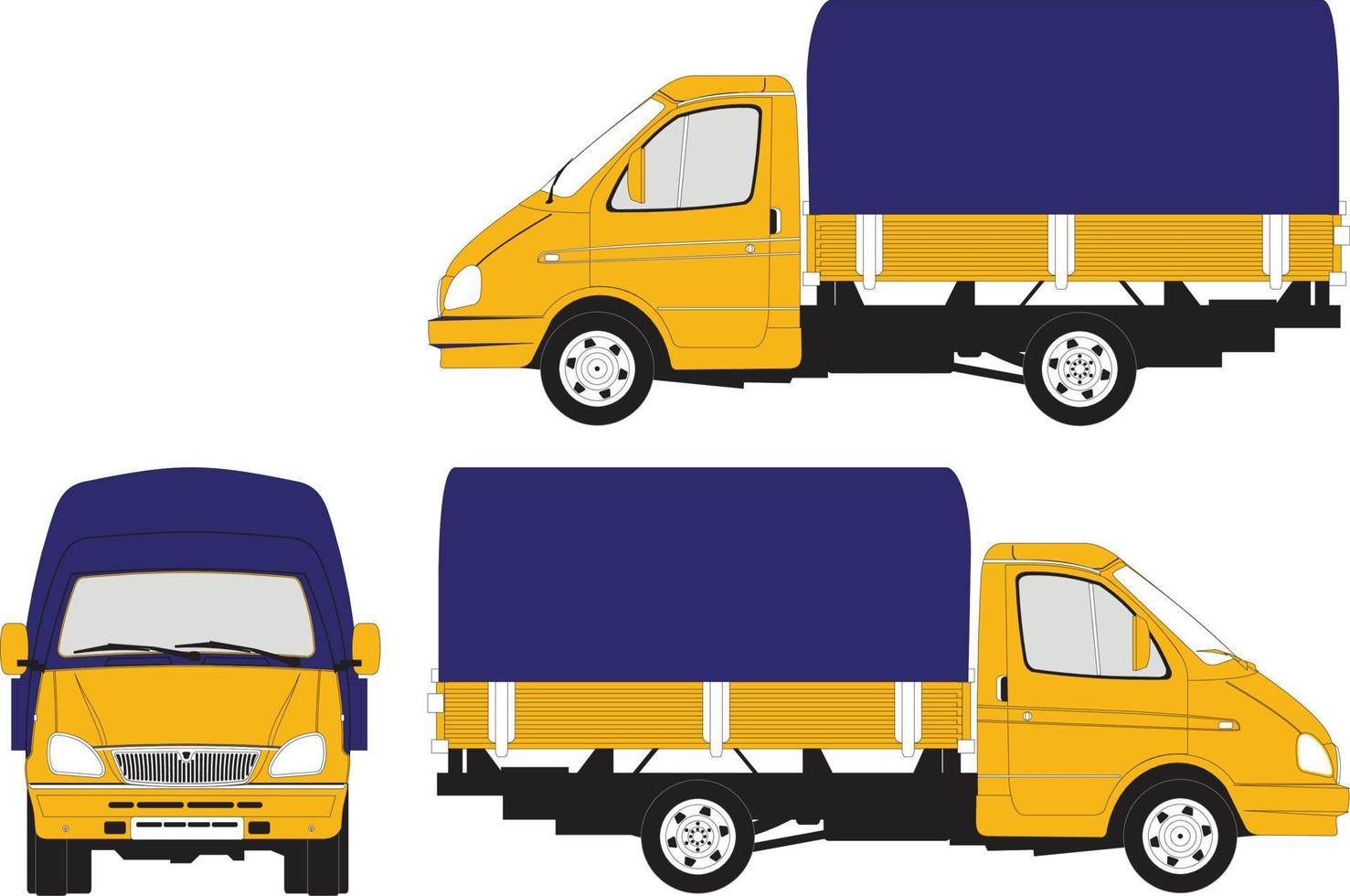 levering auto. geel reclame voertuig geïsoleerd Aan wit achtergrond.vrachtwagen bestelwagen. vector illustratie in vlak stijl voor uw bedrijf.