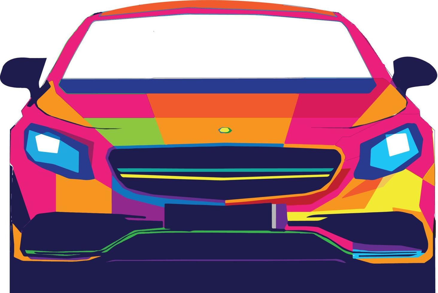 gek kleuren modern sport- luxe auto - voorkant visie - 3d illustratie vector