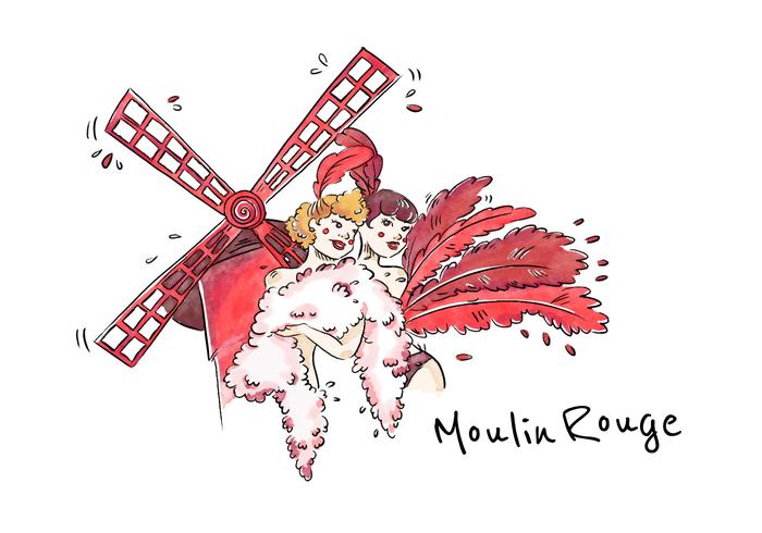 Moulin Rouge Cabaret Vrouw Vector