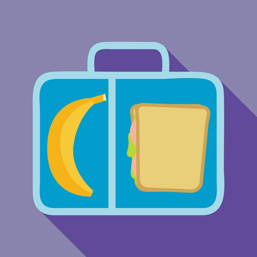 banaan belegd broodje lunchbox icoon, vlak stijl vector