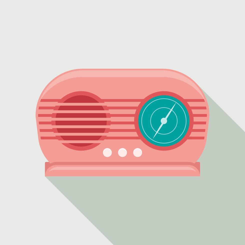 retro rood radio icoon, vlak stijl vector