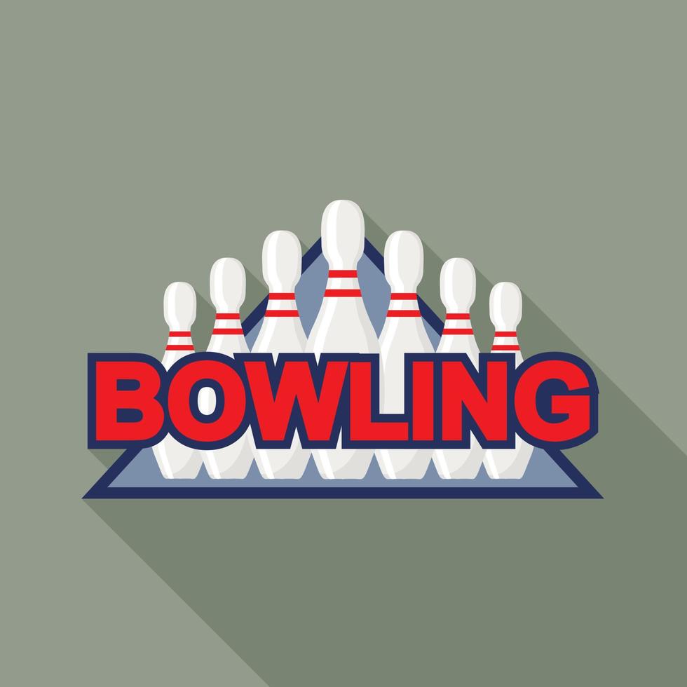 bowling pinnen logo, vlak stijl vector