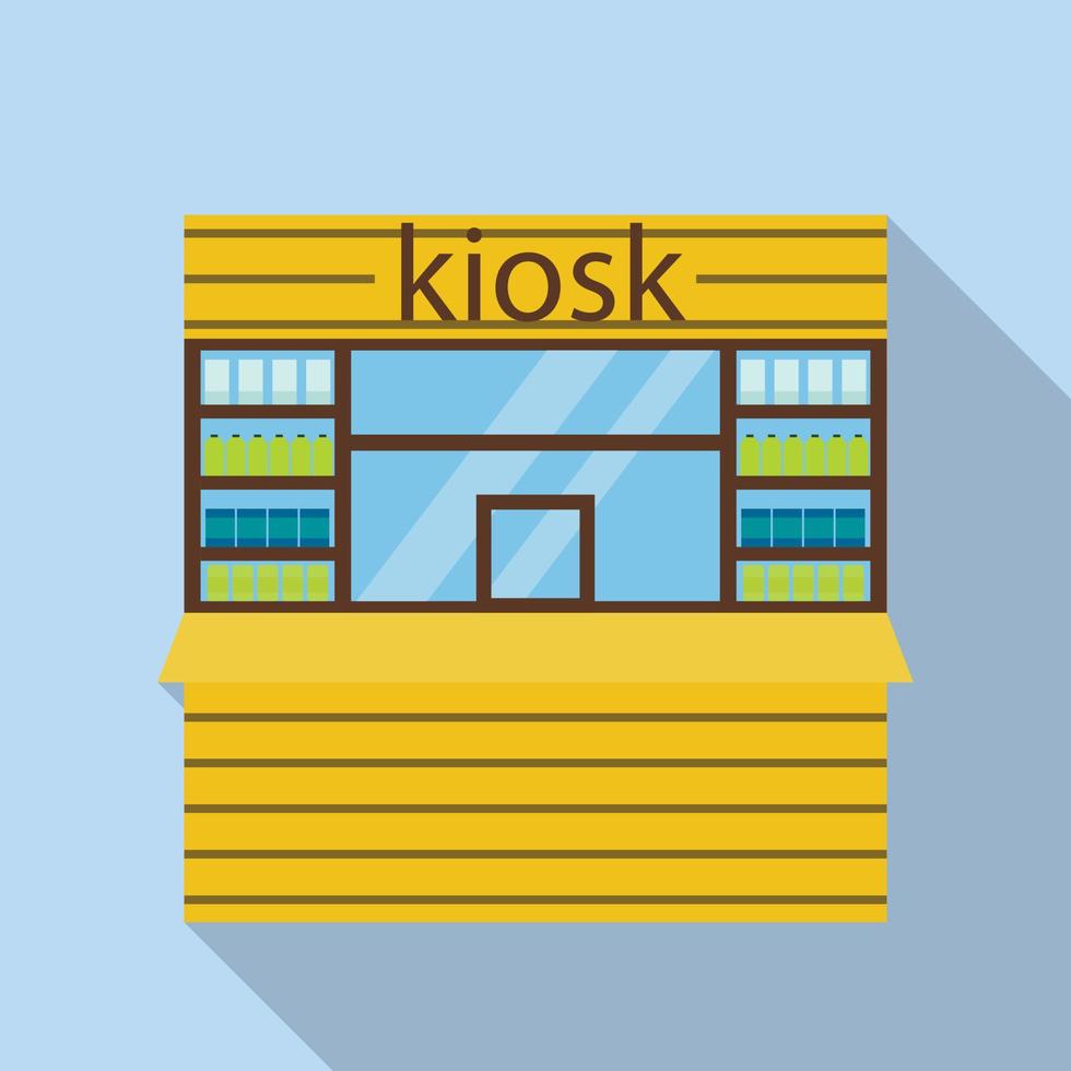 bio straat kiosk icoon, vlak stijl vector