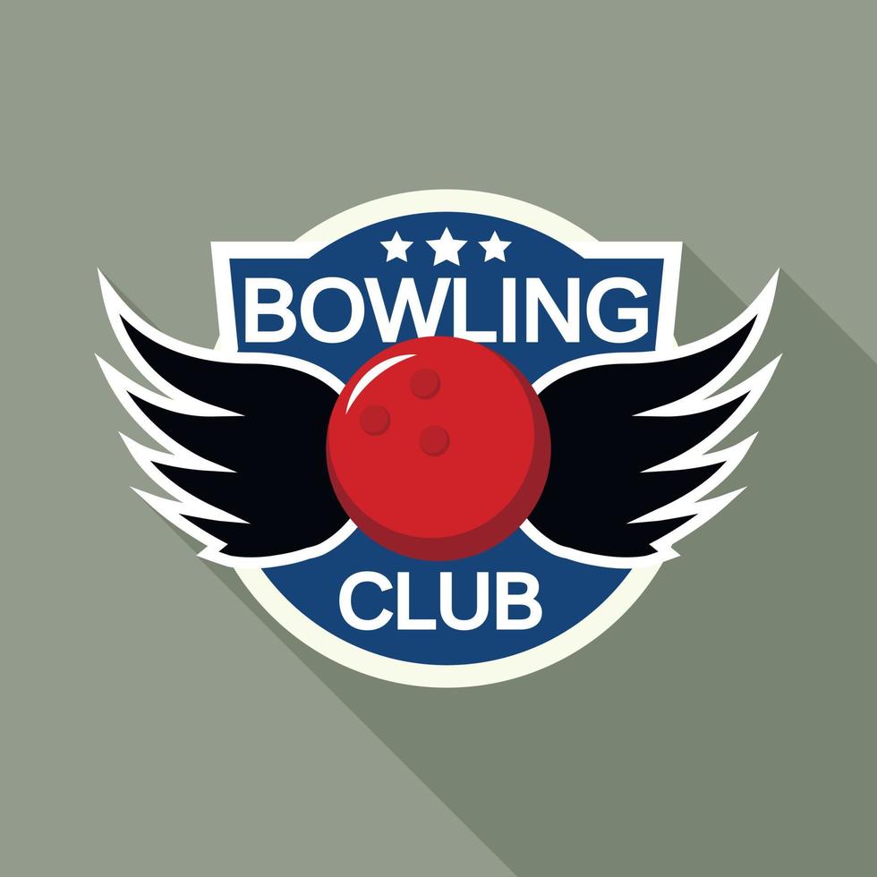 Vleugels bowling club logo, vlak stijl vector