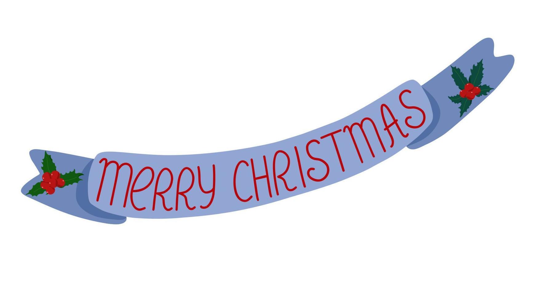 vrolijk Kerstmis banier met hulst fabriek feestelijk vector illustratie, vakantie viering gemakkelijk tekenfilm decor