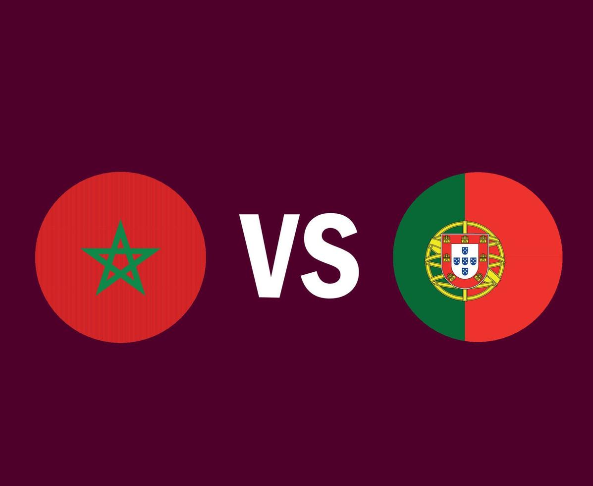 Marokko en Portugal vlag symbool ontwerp Europa en Afrika Amerikaans voetbal laatste vector Europese en Afrikaanse landen Amerikaans voetbal teams illustratie