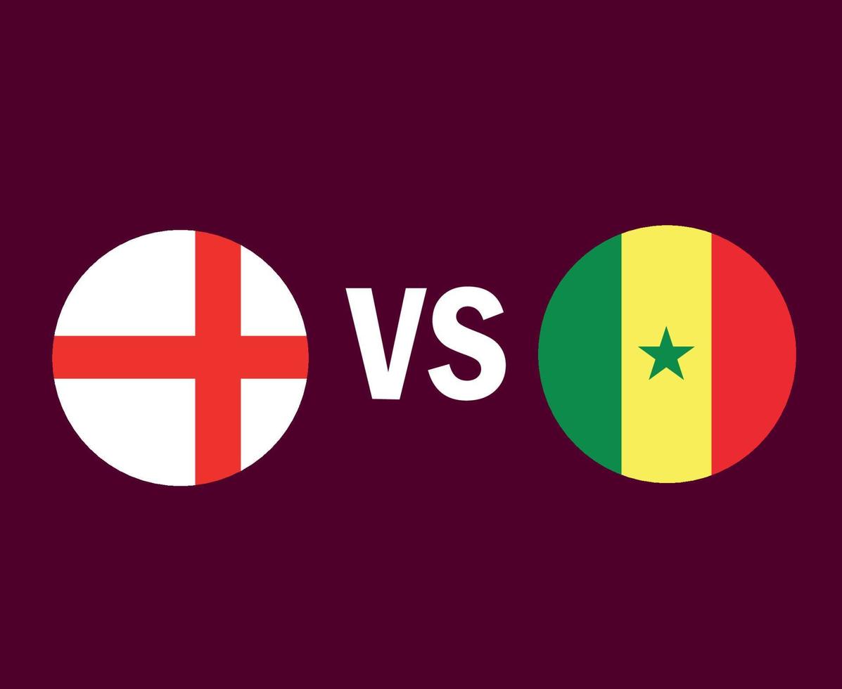 Engeland en Senegal vlag symbool ontwerp Afrika en Europa Amerikaans voetbal laatste vector Afrikaanse en Europese landen Amerikaans voetbal teams illustratie