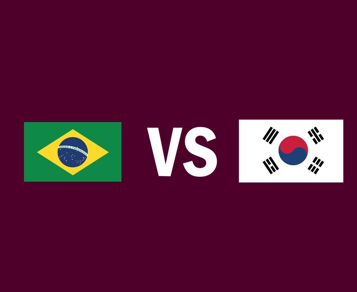 Brazilië en zuiden Korea vlag embleem symbool ontwerp Latijns Amerika en Azië Amerikaans voetbal laatste vector Latijns Amerikaans en Aziatisch landen Amerikaans voetbal teams illustratie