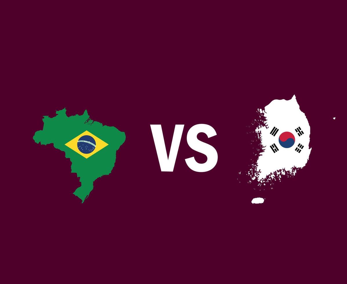 Brazilië en zuiden Korea kaart vlag symbool ontwerp Latijns Amerika en Azië Amerikaans voetbal laatste vector Latijns Amerikaans en Aziatisch landen Amerikaans voetbal teams illustratie