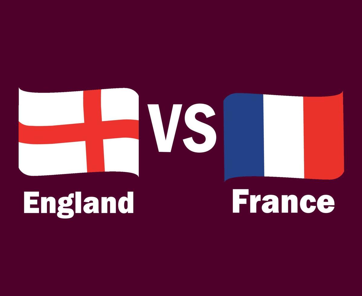 Engeland en Frankrijk vlag lint met namen symbool ontwerp Europa Amerikaans voetbal laatste vector Europese landen Amerikaans voetbal teams illustratie