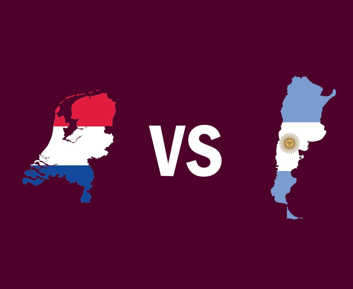 Nederland en Argentinië kaart vlag symbool ontwerp Latijns Amerika en Europa Amerikaans voetbal laatste vector Latijns Amerikaans en Europese landen Amerikaans voetbal teams illustratie