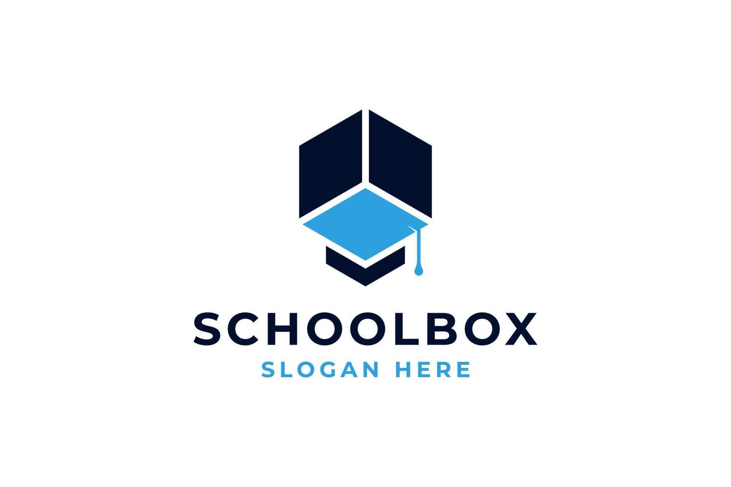 blauw zwart school- doos logo vector