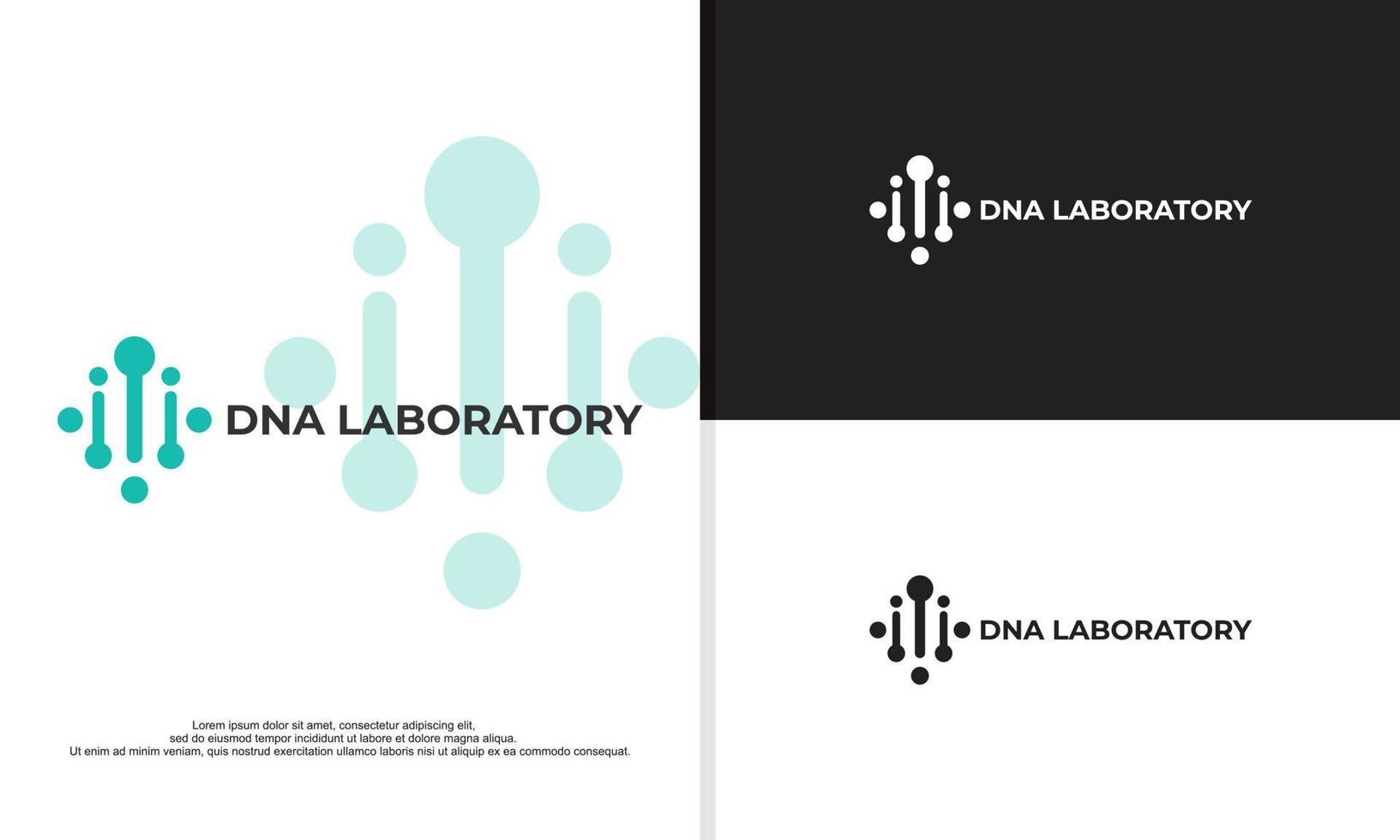 dna abstract vector teken, symbool of logo sjabloon. modern technologie, geneeskunde of biotechnologie embleem met typografie. geïsoleerd.