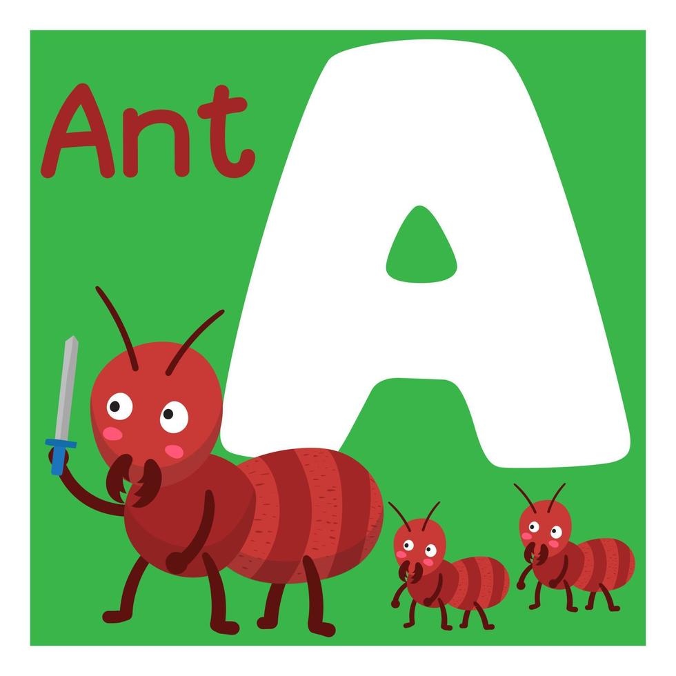 alfabet brief een met dier mooi zo voor kind onderwijs vector