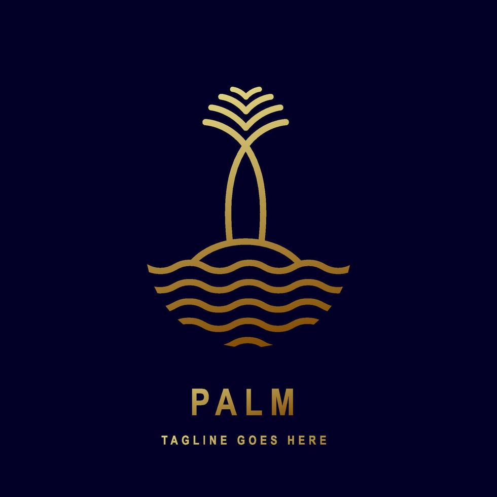 minimalistische palm lijn kunst icoon etiket logo insigne sjabloon vector illustratie ontwerp.