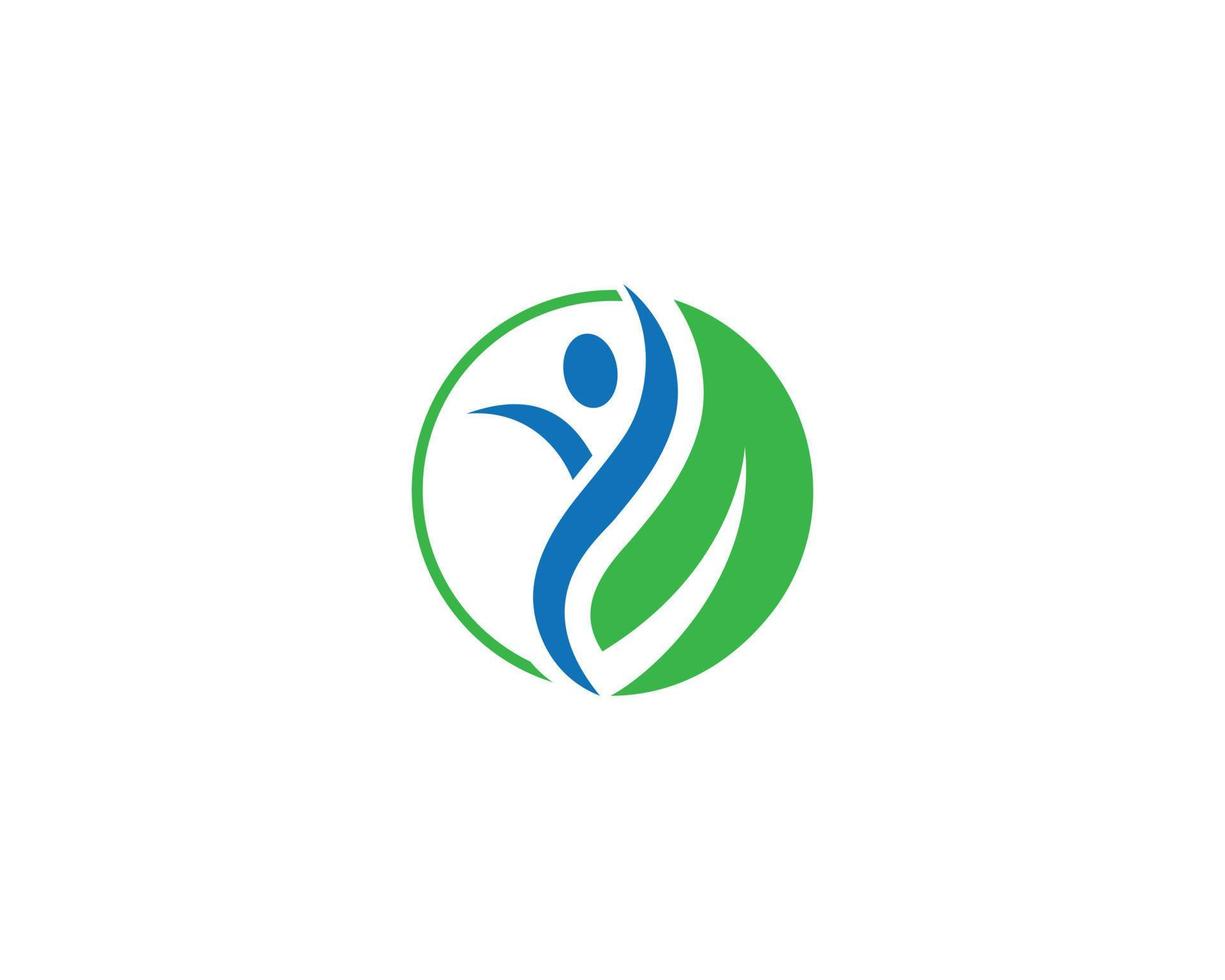 groen leven eco fabriek logo ontwerp concept met welzijn en gezond leven cirkel symbool vector. vector