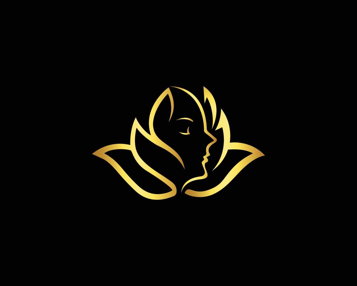 lotus bloem schoonheid huid en haar- salon behandeling logo ontwerp inspiratie vector. vector