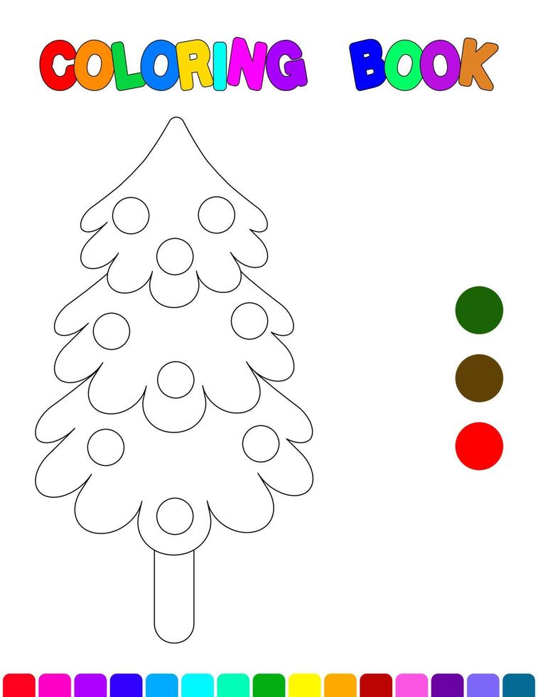 kleur boek met een Kerstmis boom.kleuren bladzijde voor kinderen.educatief spellen voor peuter- kinderen. werkblad. vector