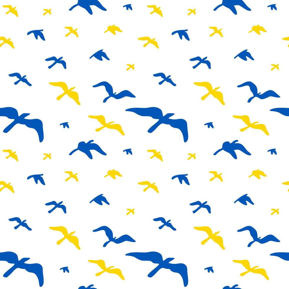 naadloos patroon met vliegend vogelstand in oekraïens vlag geel en blauw kleuren. vector illustratie