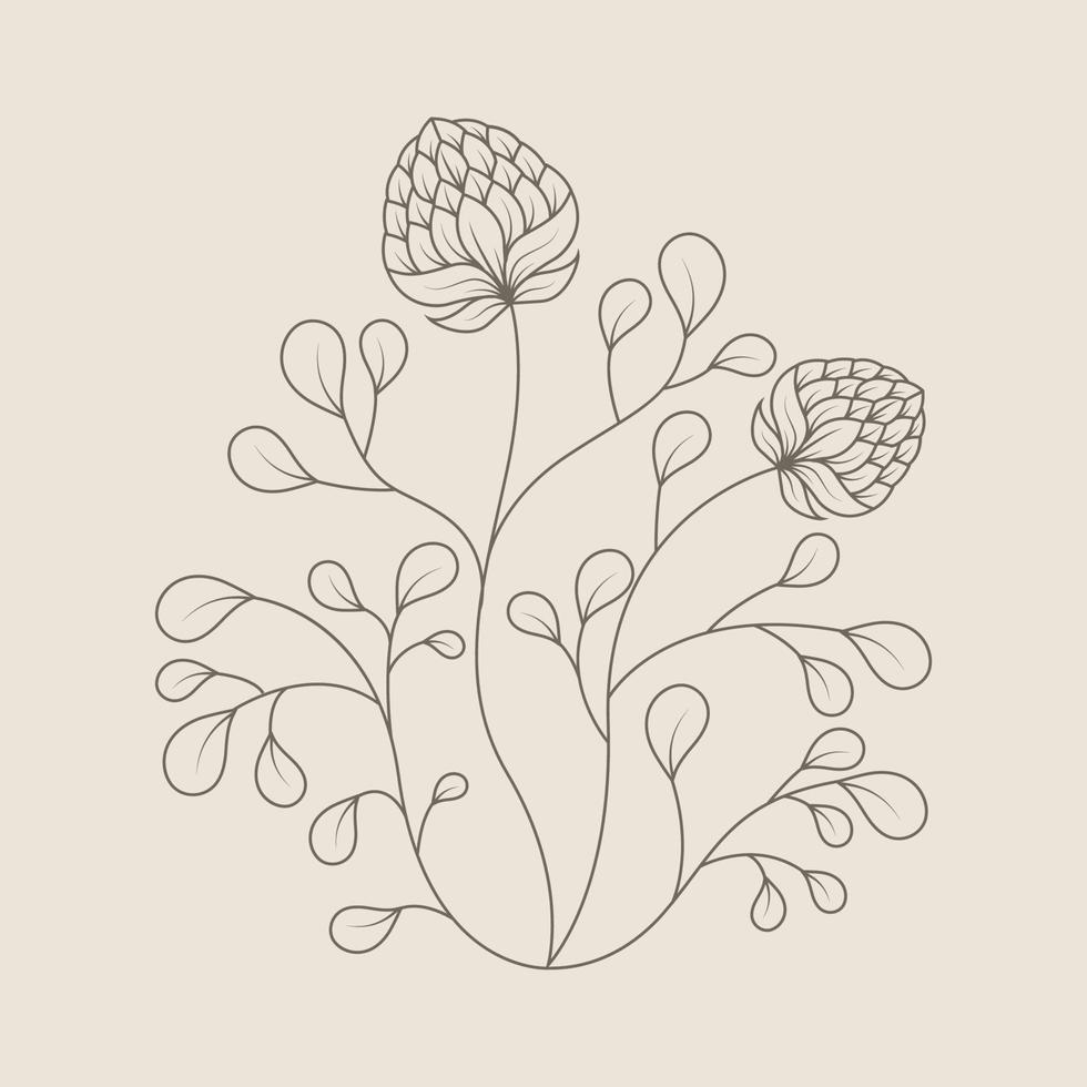 hand- trek bloemen decoratie element vector