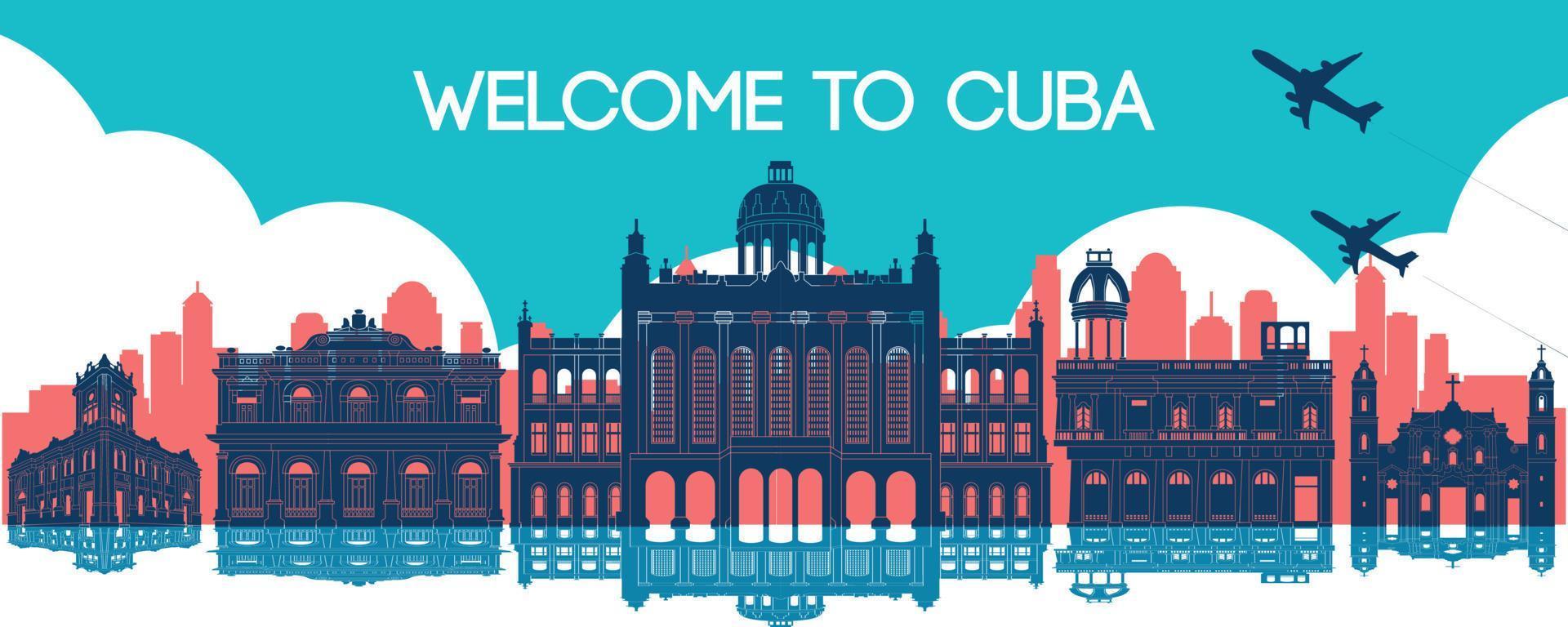 Cuba beroemd mijlpaal silhouet stijl vector