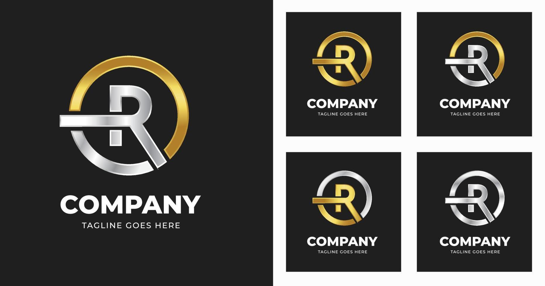 brief r logo sjabloon ontwerp met luxe cirkel variatie concept modern vector