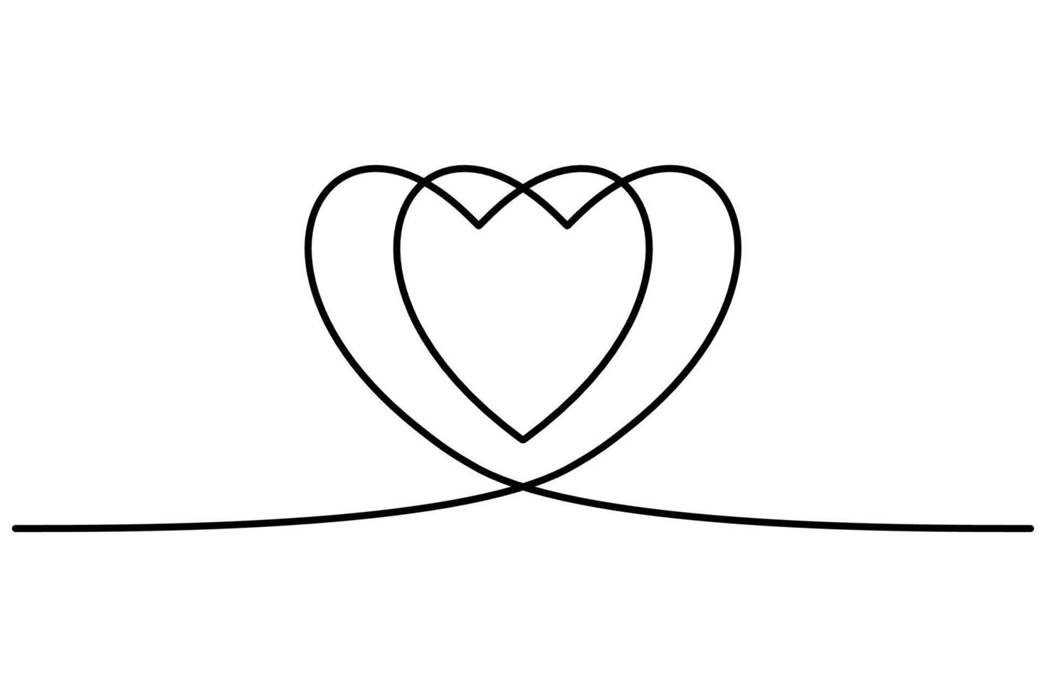 doorlopend hart zwart lijn icoon. doorlopend lijn tekening liefde symbool Aan wit achtergrond. decoratie element voor valentijn, bruiloft, uitnodiging kaart. vector illustratie. vrij vector