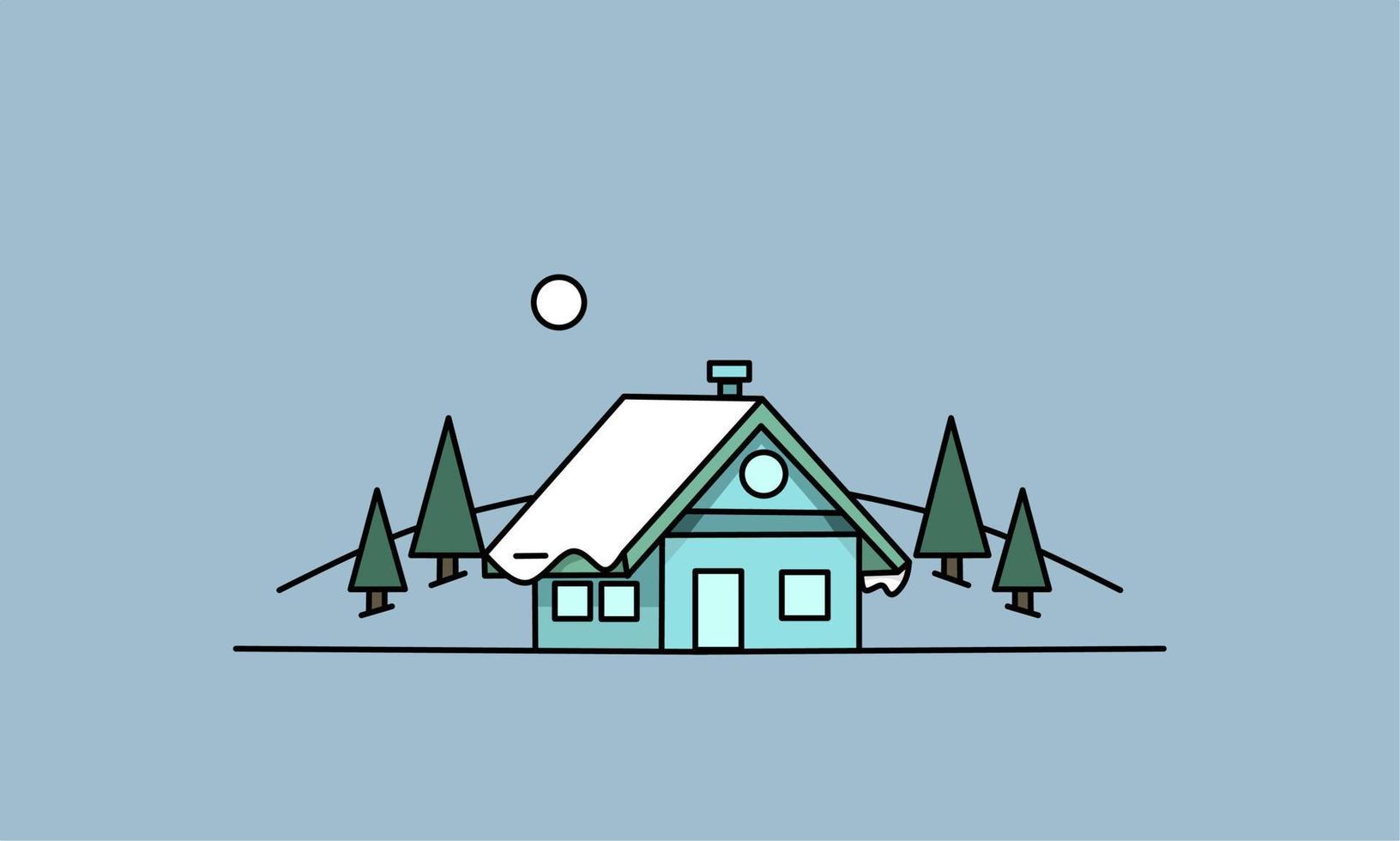 winter illustratie ontwerp, landschap illustratie met elegantie concept vector