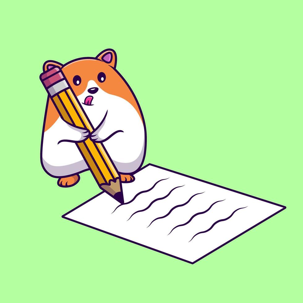 schattig hamster schrijven tekenfilm vector pictogrammen illustratie. vlak tekenfilm concept. geschikt voor ieder creatief project.