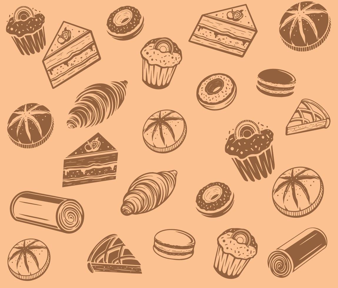 cakes en brood patroon illustratie vector