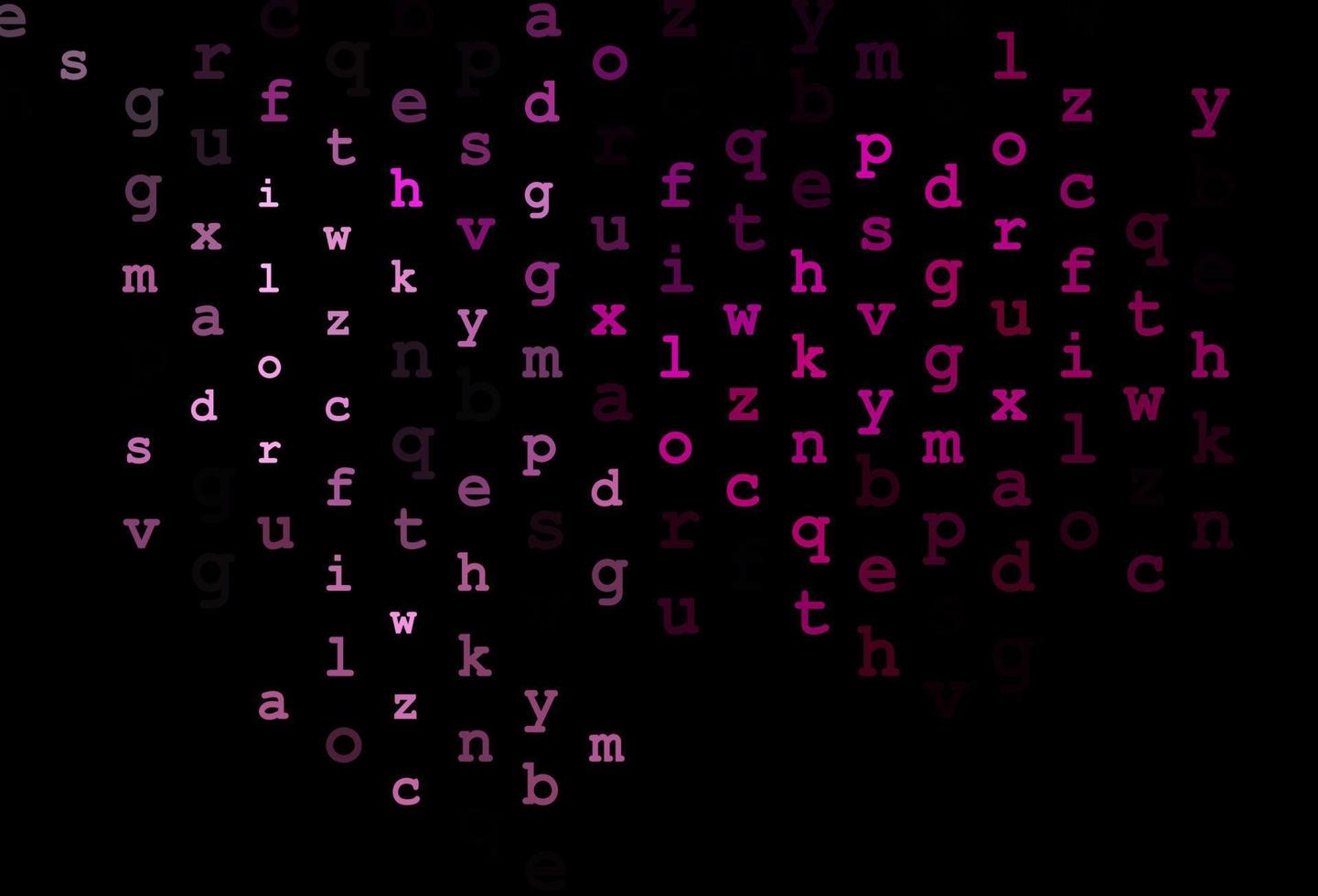 donkerroze vectorachtergrond met tekens van alfabet. vector
