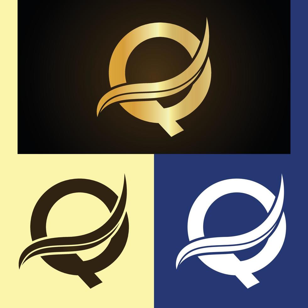 luxe logo ontwerp met monogram brief q vector